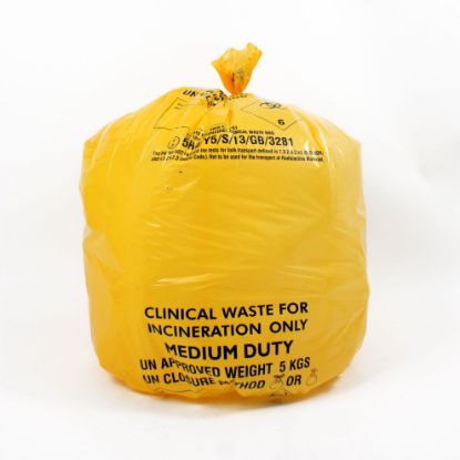 Bin Liner Yellow Hazardous 11"X17"X26"  x 200 200g 8 Rolls Of 25