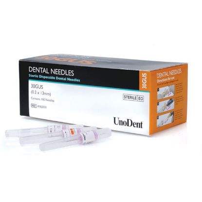 Unodent Needle Dental 30g Ultra-Short 0.3 x 13mm Orange x 100